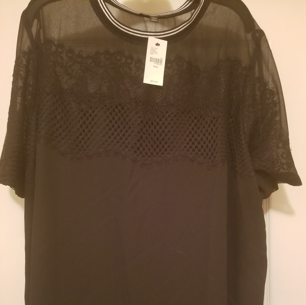 Lane bryant black lace sheer top